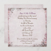 結婚発願の更新の旧ファッションドフローラ縁ど 招待状 (正面/裏面)