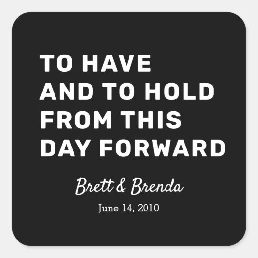 結婚発願カスタムモダン白黒 スクエアシール (正面)