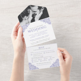 結婚白い葉写真RSVP オールインワン招待状