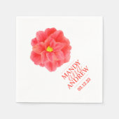 結婚白い赤いカメリアカスタムナプキン スタンダードカクテルナプキン (正面)