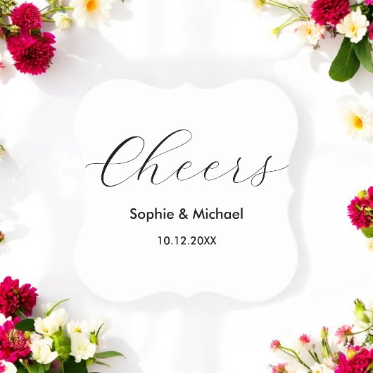 結婚白黒応援エレガント ペーパーコースター