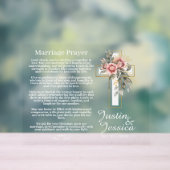 結婚祈りの言葉結婚クリスチャン十字架&フローラ アクリルサイン (ニュートラル)