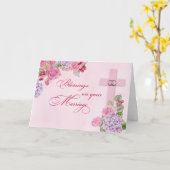 結婚祝いの宗教的な指輪 十字架 カード (黄色い花)