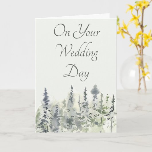 結婚祝いカード 常緑樹のある風景 カード (黄色い花)