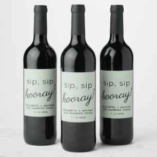 結婚祝いギフト Sip Sip Hooray セージグリーン ワインラベル