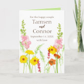 結婚祝い野パーソナライズされた花 カード (正面)