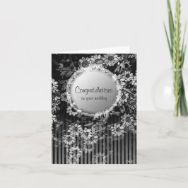 結婚祝い カード ブラック ヴィンテージ フラワー