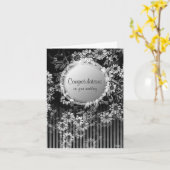 結婚祝い カード ブラック ヴィンテージ フラワー (黄色い花)