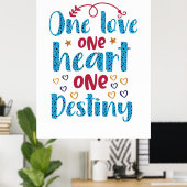 結婚祝い | One Love OneハートOne Destiny ポスター (ホームオフィス)
