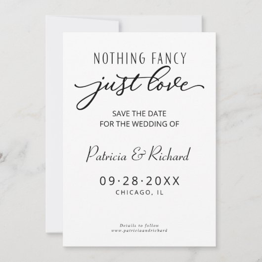 結婚祝ファンシーいを愛するだけでは日付を保存 招待状 (正面)