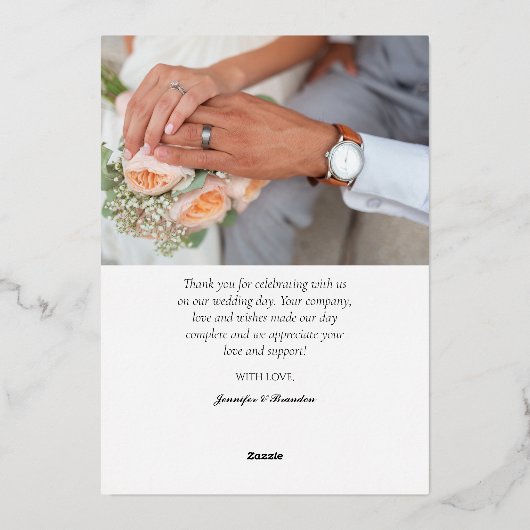 結婚箔サンキューカードフォイルのホリデーカード 箔シーズンカード (裏面)