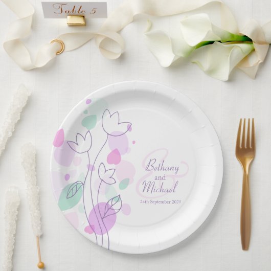 結婚紙吹雪花花びらカスタム紙プレート ペーパープレート (ウェディング)