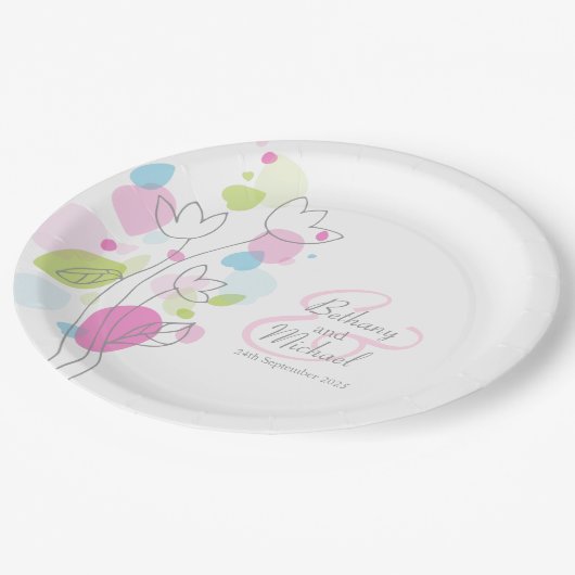 結婚紙吹雪花花びらカスタム紙プレート ペーパープレート (アングル)