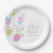 結婚紙吹雪花花びらカスタム紙プレート ペーパープレート (正面)