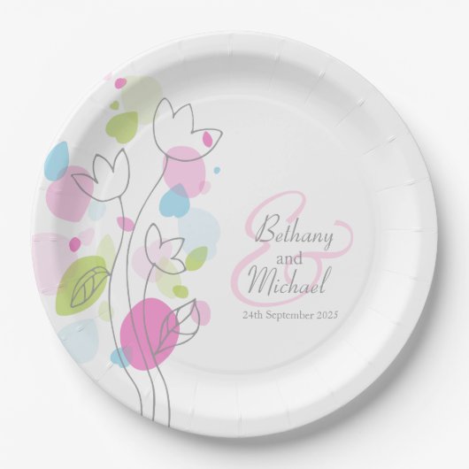 結婚紙吹雪花花びらカスタム紙プレート ペーパープレート (正面)