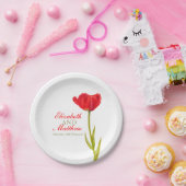 結婚紙独身のプレートと呼ばれる赤いチューリップアート ペーパープレート (パーティー)