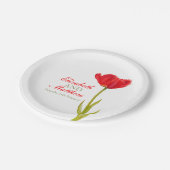 結婚紙独身のプレートと呼ばれる赤いチューリップアート ペーパープレート (アングル)