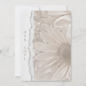 結婚紙端が裂けたセピアのデイジー 招待状 (正面)