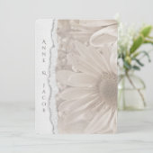 結婚紙端が裂けたセピアのデイジー 招待状 (スタンド正面)