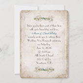 結婚紙端が裂けたセピアのデイジー 招待状 (裏面)