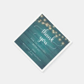 結婚素朴のティール（緑がかった色）で木材の背景に スタンダードカクテルナプキン (角)