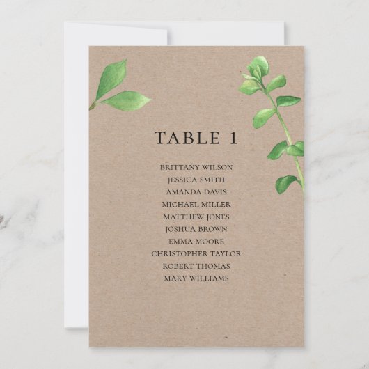 結婚素朴の座席表国植物学 招待状 (正面)