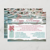 結婚素朴カードのメイスン素晴らしジャーレシピ (正面/裏面)