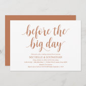 結婚素朴リハーサル夕食銅をテーマにした 招待状 (正面/裏面)