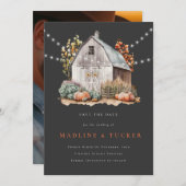 結婚素朴Barn Lights写真Save the Date 招待状 (正面/裏面)