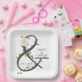 結婚紫陽花とアイビーアンパサンド ペーパープレート (パーティー)