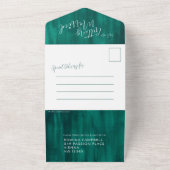 結婚結婚の写真エメラルドグリーンrsvp オールインワン招待状 (外側)