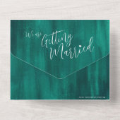 結婚結婚の写真エメラルドグリーンrsvp オールインワン招待状 (裏面)