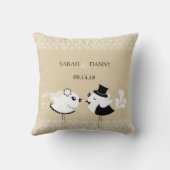 結婚花嫁と花婿の鳥の枕 クッション (裏面)