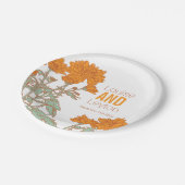 結婚菊のオレンジの花カスタムプレート ペーパープレート (アングル)