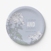 結婚菊の白い花のカスタムプレート ペーパープレート (正面)