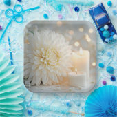 結婚菊の花と蝋燭 ペーパープレート (パーティー)