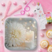 結婚菊の花と蝋燭 ペーパープレート (パーティー)