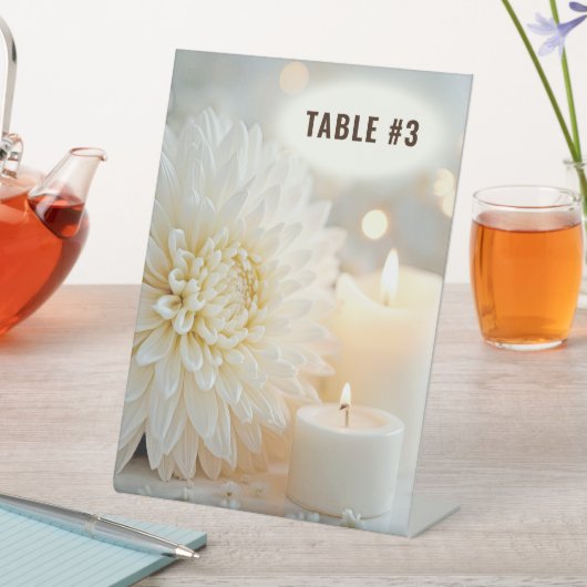 結婚菊の花と蝋燭 台座サイン (インサイチュ)