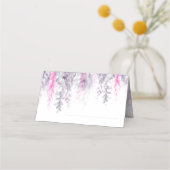 結婚藍色ピンクの花カスケード座席表 プレイスカード (裏面)