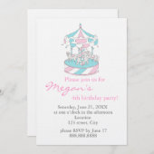 結婚行円形-子供の誕生日の招待状 招待状 (正面/裏面)