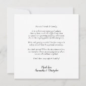 結婚計画の変更：結婚式の中止または日程変更のお知らせ 案内状 (裏面)