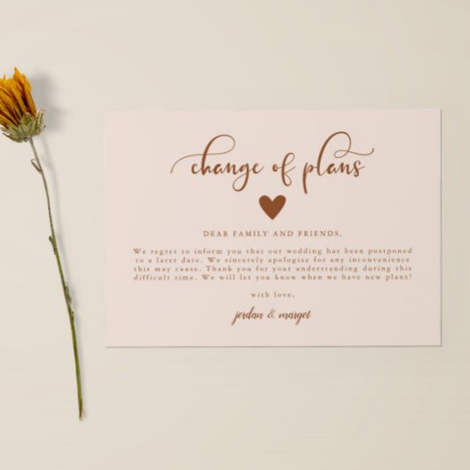 結婚計画変更のお知らせ 案内状