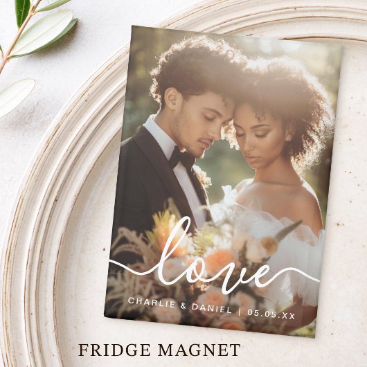 結婚記念のフォトウェディングの写真 名前 日付 マグネット