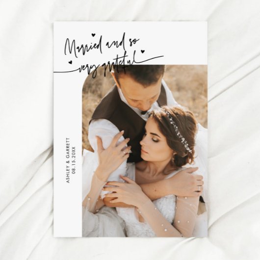 結婚記念のフォト 白 サンキューカード