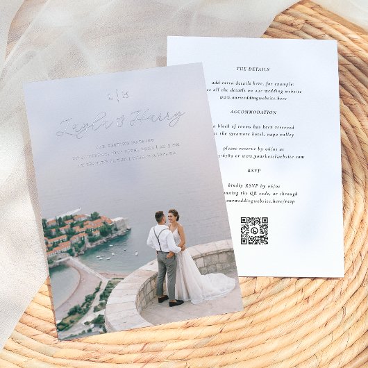 結婚記念のモノグラム | QRコードと写真が1つになったデザイン 箔招待状