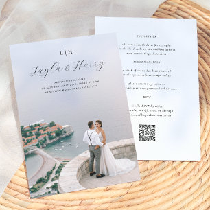 結婚記念のモノグラム   QRコードフォトがひとつに 招待状