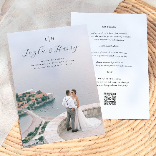 結婚記念のモノグラム | QRコードフォトがひとつに 招待状