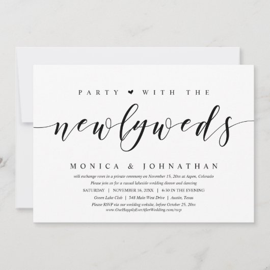 結婚記念の隠しパーティー、新婚夫婦と一緒に 招待状 (正面)
