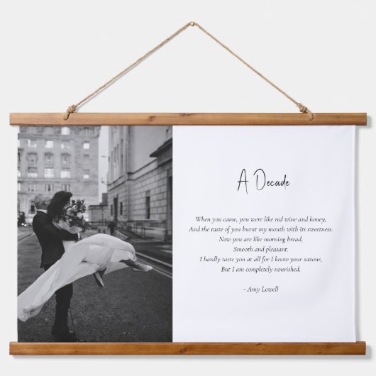 結婚記念カスタム写真愛詩 吊り下げ型タペストリー (正面)