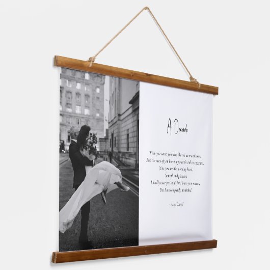 結婚記念カスタム写真愛詩 吊り下げ型タペストリー (傾斜あり)